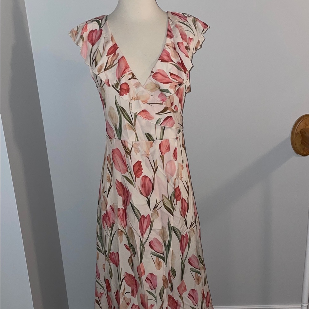 Floral V-Neck Slit Front Maxi Dress